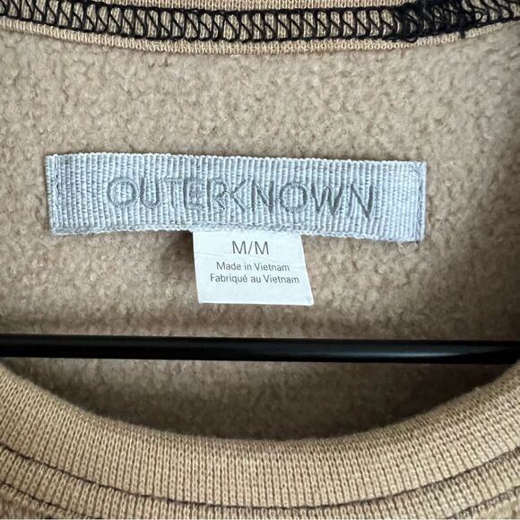 OUTERKNOWN Mens Fuzzy Crewneck Sweatshirt Size M Tan - Picture 3 of 8